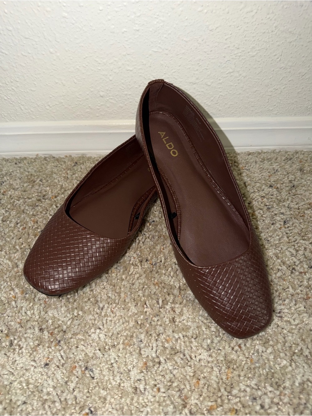 ALDO Brown Woven Round-Toe Ballet Flats